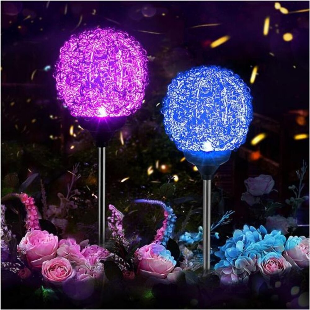 Solar Garden Lights Outdoor, Upgraded Globe Powered Garden Light, Multi-Color